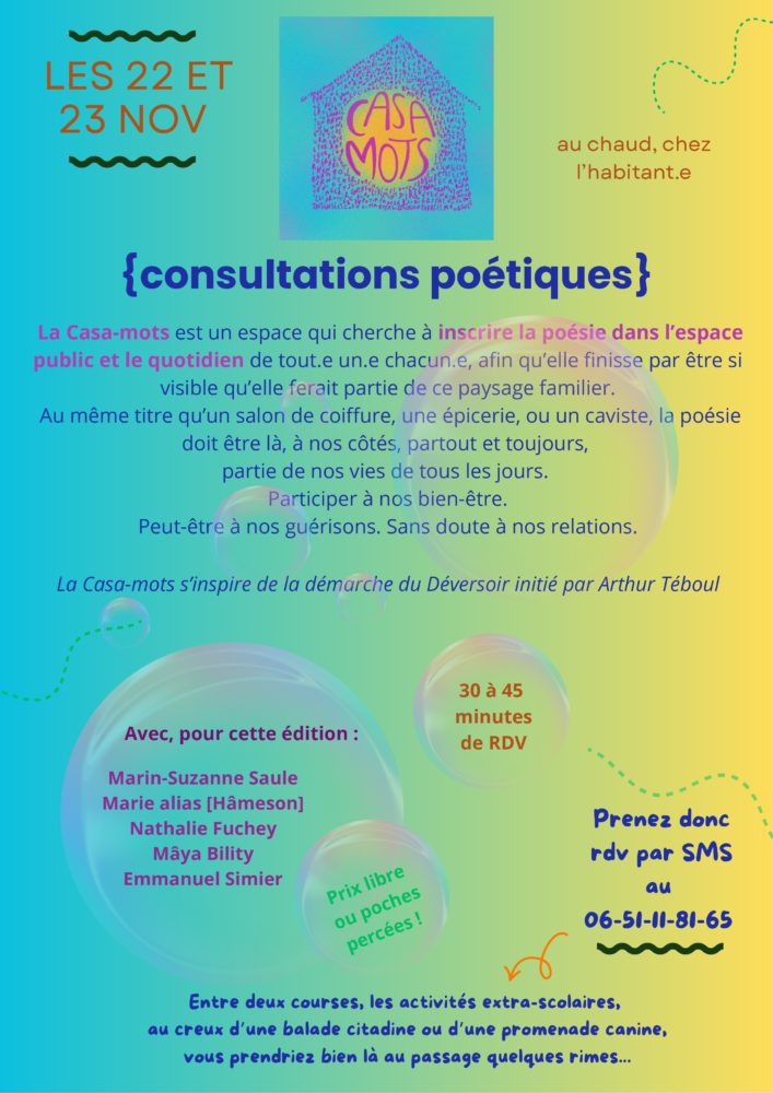 A VENIR / On soutient La Casa-Mots les 22 et 23 nov